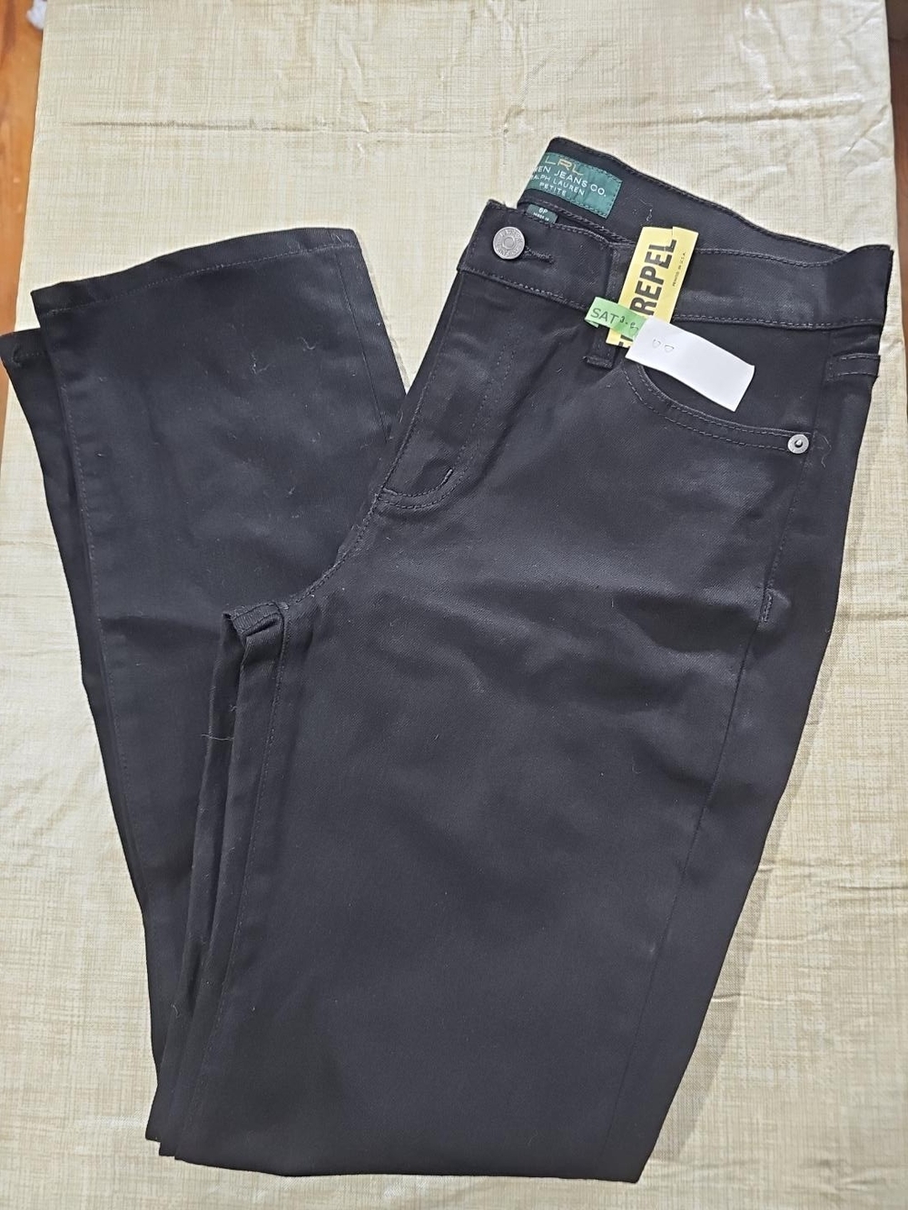 Lauren Jeans Co Ralph Lauren Black Straight Leg Jeans Petite 6P